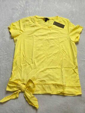 New S L J.Crew side-tie t-shirt in Iced lemon yellow tee